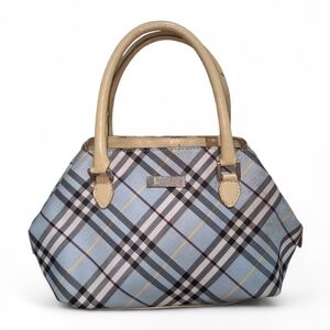 Burberry Blue and Beige Plaid Shoulder Bag